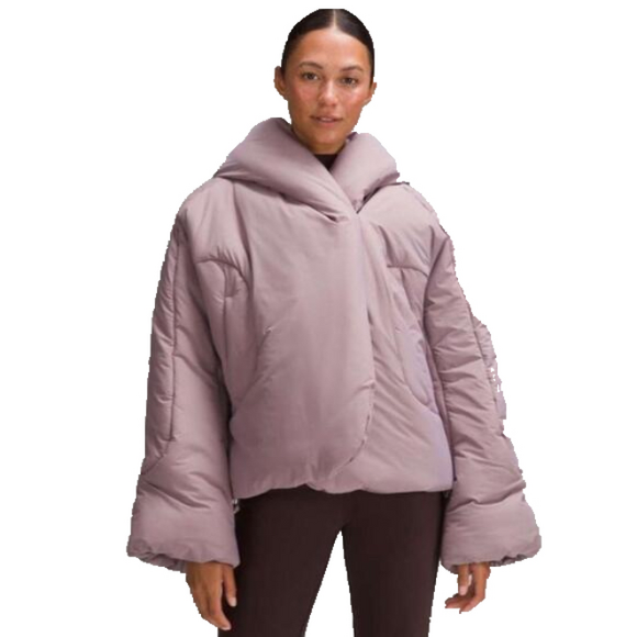 Lululemon hooded insulated wrap size 14 Heathered light orbit Primaloft 2023 - Picture 2 of 15